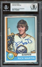 Rick Martin Signed 1974-75 Topps Card #190 Buffalo Sabres BAS Auto Slabbed
