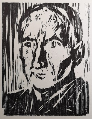 Original Woodblock Print. 1960. Self Portrait. Arthur Degner: 712315