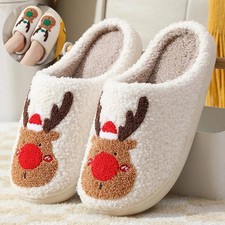Christmas Shoes Winter Home Slippers Elk Soft Cozy Bedroom Slipper Slip on House