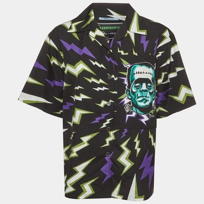 Prada x Universal Studios Cotton Frankenstein Lightning Bolt Bowling Shirt M