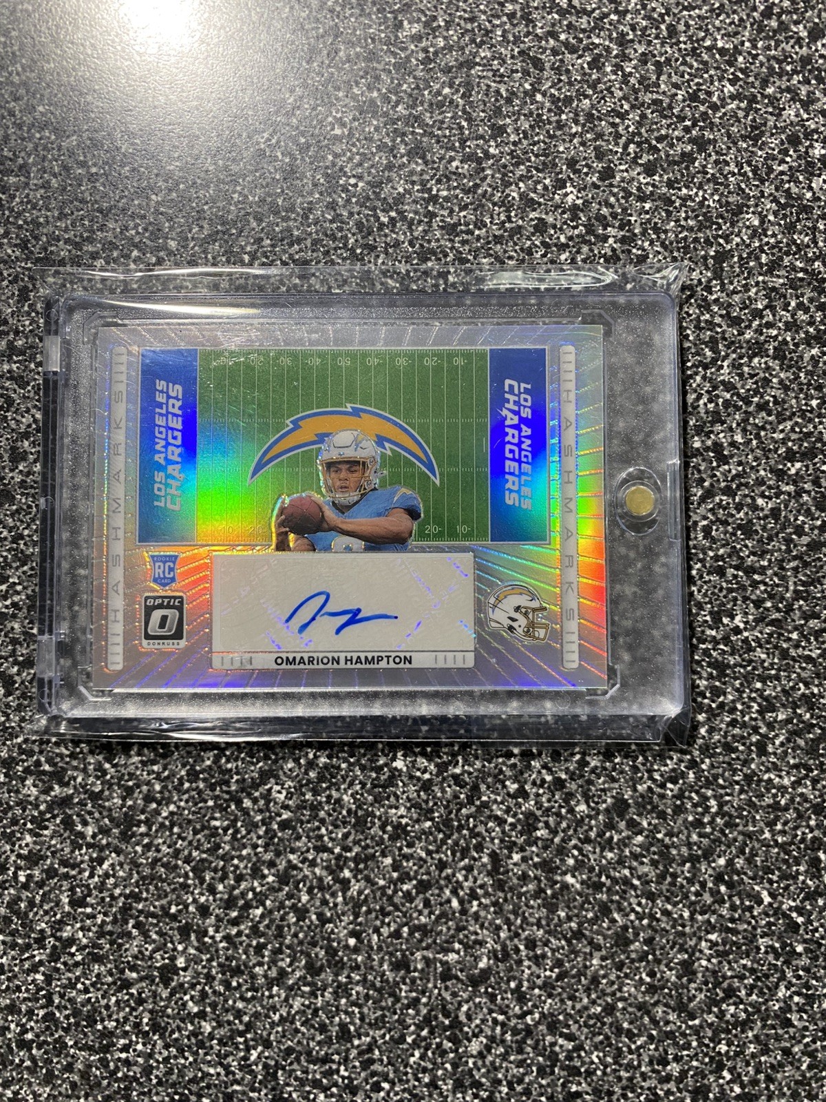 2025 Panini Donruss Optic Silver Omarion Hampton Rookie Hashmarks Auto 
