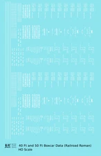 K4 HO Scale Decals White 40 To 50 Ft Boxcar Dimensional Data Set Roman Font