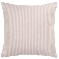 Woven Ticking Stripe Cushion Cover in Soft Rose Pink. Nautical Stripes. 17x17"