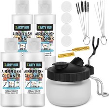 Airbrush Cleaner Kit with Glass Pot, 4x120ml for Acrylic  Water-Based Paints