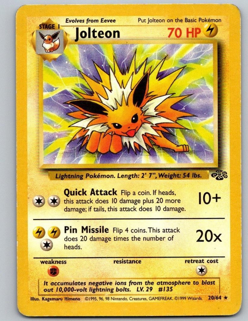 Pokemon TCG Jungle Unlimited - Jolteon 20/64 Non-Holo Rare MP