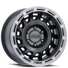 957bs Halo Raceline Wheels 17x8.5 Satin Black With Silver Ring Rims 4pcs C3