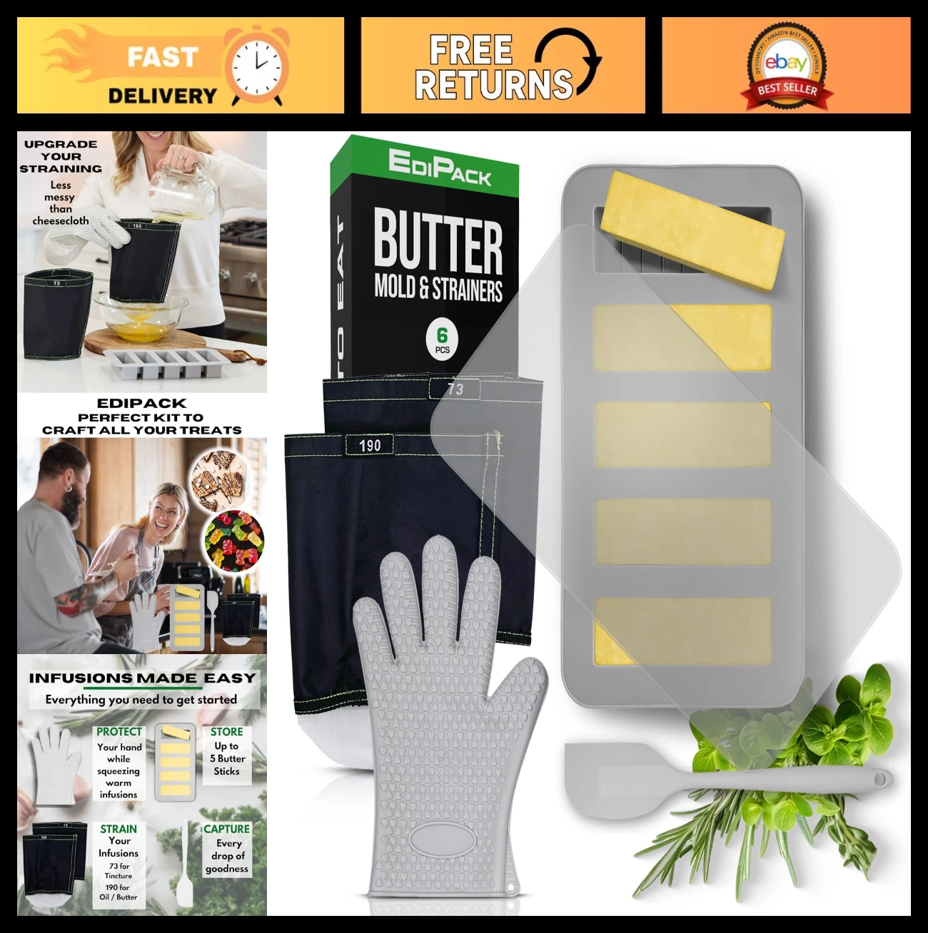 Complete Decarboxylator & Infuser Kit | Silicone Butter Mold, Strainer, Gloves &