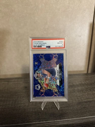 2024 Panini Mosaic: Caleb Williams Blue Sparkle NFL Debut 31/96 PSA 8 Bears #289
