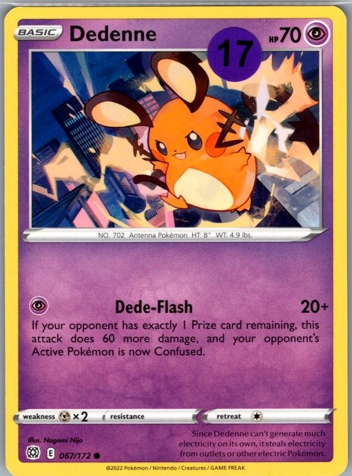 Dedenne 067/172 Common Brilliant Stars Pokemon Near Mint