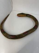 Vintage Articulated Wooden Snake Reptiles Jointed 31" Handpainted