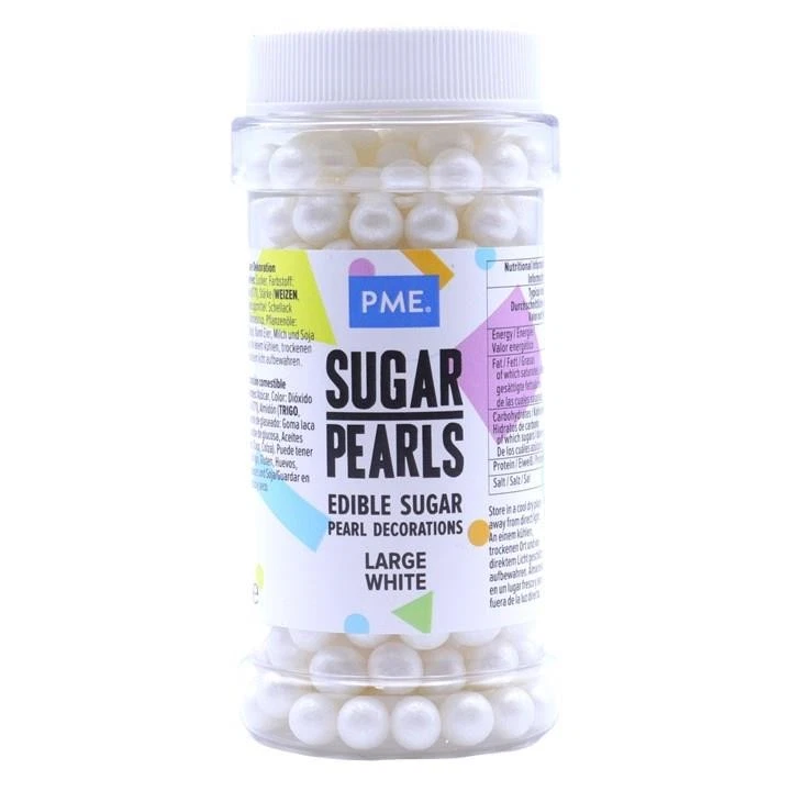 Edible Cake Decoration Large Pearls White 90g 3.17 oz Sugar Cupcake Topper - Image 1 of 1