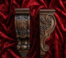 Set of 2 Solid Wood Carved Corbels Wall Bracket Shelves Heavy Pair Christmas Gif