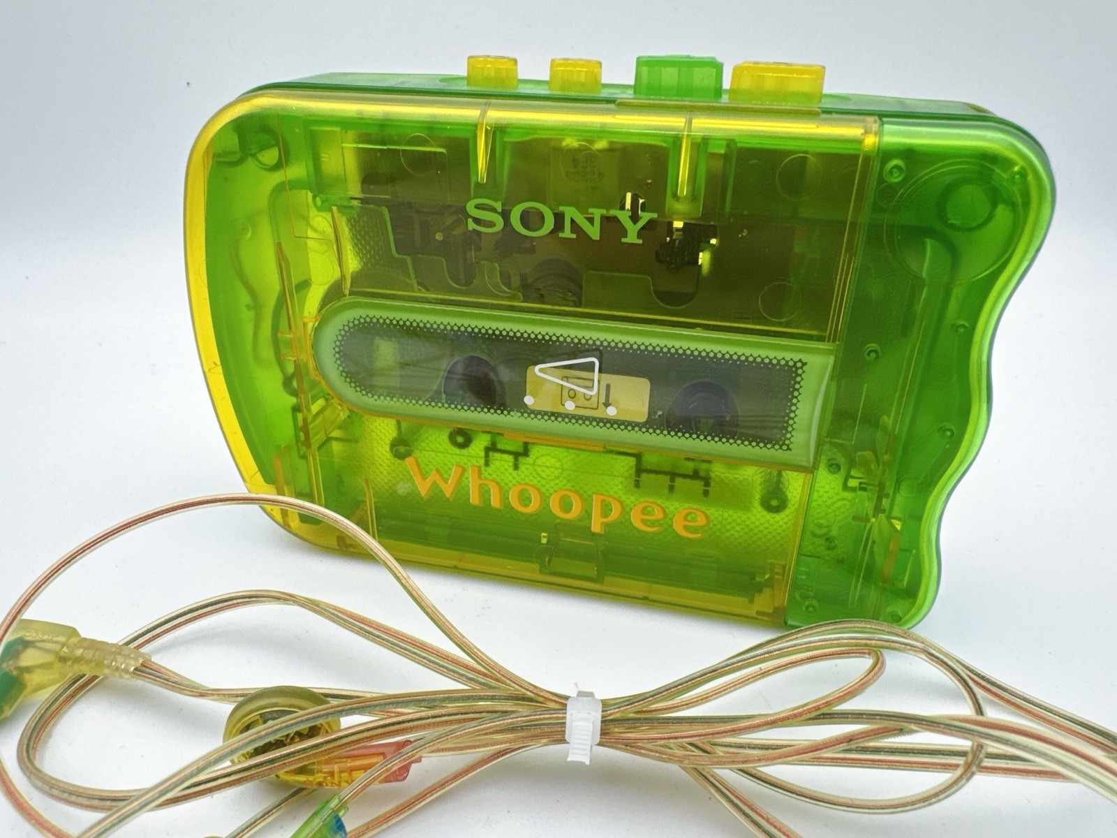 Sony Walkman WM-3500SP Whoopee Green Skeleton Cassette Player Tested Japan