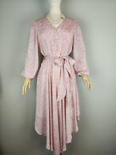 Vince Camuto Button Front V Neck Asymmetrical Pink Dress Ladies Size Large