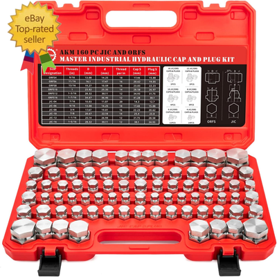 #ad 160 PC JIC and ORFS Master Industrial Hydraulic Cap and Plug Hose Tube and Pipe $159.30