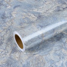  Marble Contact Paper for Countertops Waterproof Peel 15.7" x 118" Cream Blue