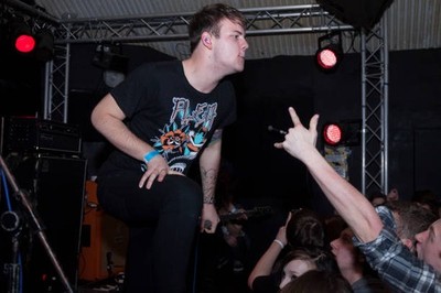 Caleb Shomo of Attack Attack! performs at Cockpit on March 4 2012 - Old Photo 3