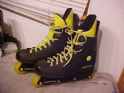 Mens Vintage 1980s Rollerblade Lightning Inline Hockey Skates Black US SIZE 9.5