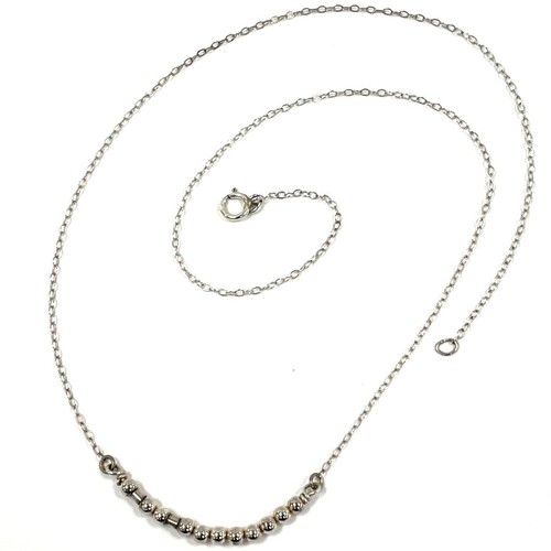 17.75" Sterling Silver Dot Dash Morse Code Style Focal Necklace, 1.33g