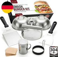 Edelstahl Smash Burgerpresse Set: Burger Smasher Mit Grillspachtel 13 Cm, Schabe