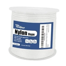 NEWSEED 500 Ft 1/4 Inch Nylon Rope – Multipurpose Heavy 1/4 In x 500FT White