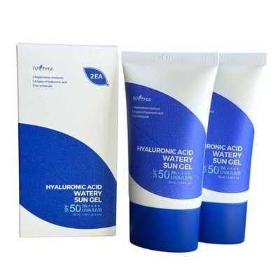 ISNTREE Hyaluronic Acid Watery Sun Gel SPF50+ PA++++ Sunscreen 50ml (2 Pack)