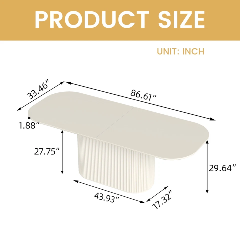 Овальный обеденный стол Guii 86,61 дюйма для 4–6 белых современных кухонных столов для столовой - Изображение 2 из 4