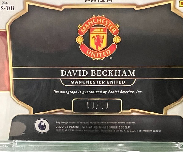 2022-23 Select Premier League David Beckham Gold Pitchside Auto /10 PSA Auto 10 view 7