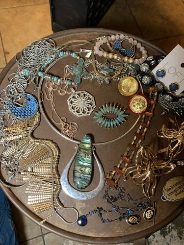 Nice Lot Unique Vintage Antique Costume Jewelry Crystal Stones Chicos Signed Etc