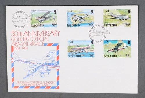 MayfairStamps Isle of Man FDC 1984 Air Mail Service Anniversary Combo First Day