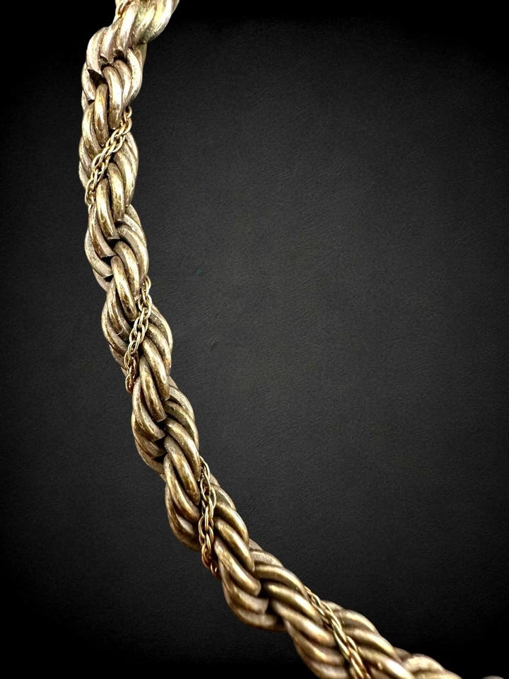 Vintage Sterling & Gold Filled Chain Bracelet w Solid 14K Gold Lion Zodiac Charm - Image 4 of 4