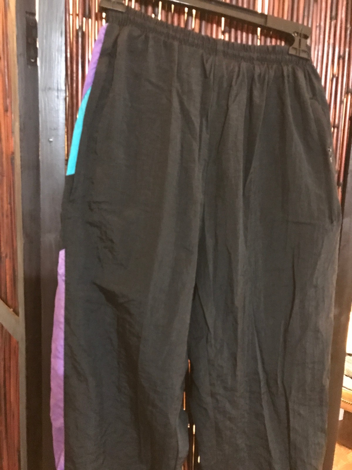 Vintage Givenchy Activewear Medium Black Purple Nylon Track Pants Windbreaker thumbnail 11
