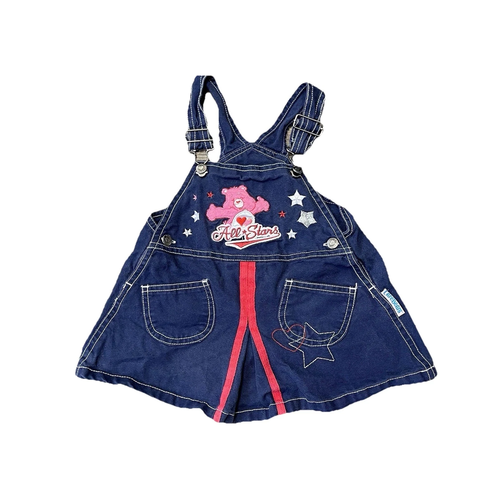 Care Bears Vintage Denim Overalls Dress 18 Months Blue Pink