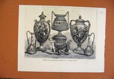 Original alter antiker Druck Porzellan Internationale Ausstellung aus London Nachrichten