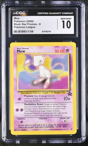 CGC 10 GEM MINT Mew 2000 Black Star Promos 8 Pokémon League Pokemon Card