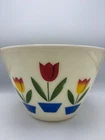 Vintage Fire King Tulips Milk Glass Mixing Bowl LARGE 9.5" MCM