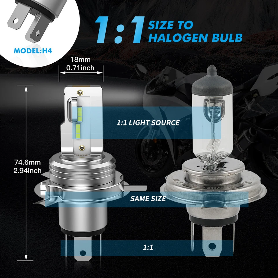 1x H4 HS1 LED Bombilla Faro Para Suzuki DR650SE DR650S Blanco Brillante 6000K 1500LM Foto 2 de 4