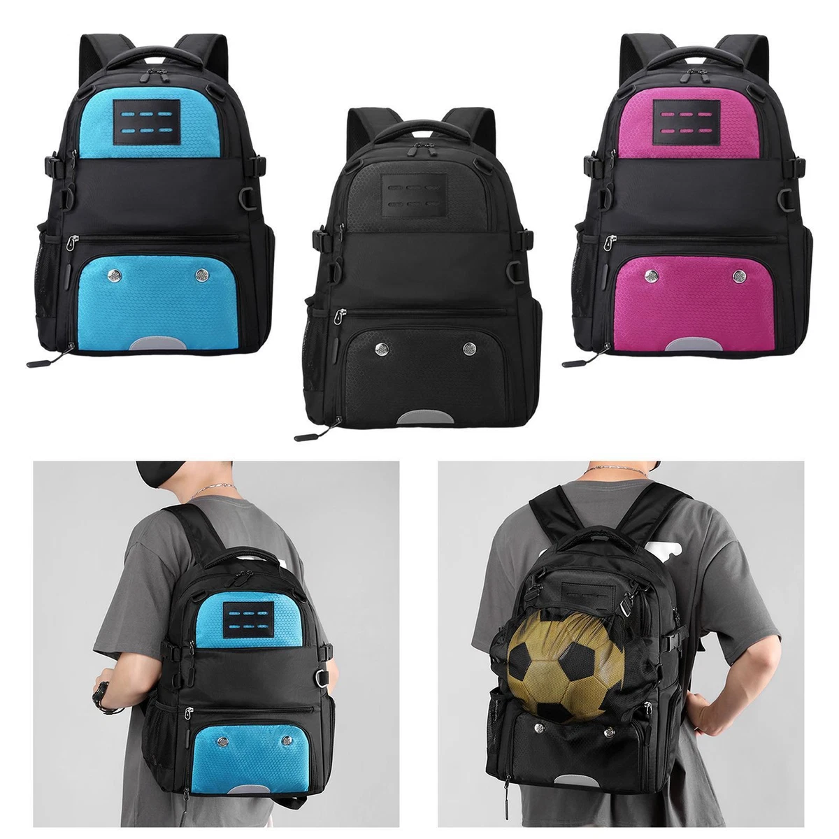 Durable Basketball Football Backpack with Bottom Ball Compartment