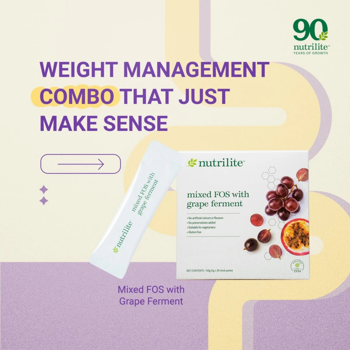 Amway Nutrilite Mixed FOS with Grape Ferment 30 Stick Packs