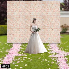 6 Pcs Artificial Silk Flower Wall Panel Floral Backdrop Party Wedding Decoration