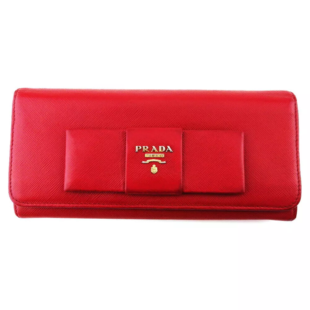 PRADA Portafoglio Lungo Nastro In Pelle Safiano Autentico USATO T20245