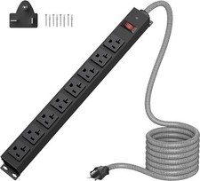 20 Amp Heavy Duty Power Strip, High Metal Surge Protector 20a, 6FT, Black