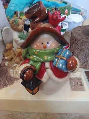 Snowman with Red Robins
