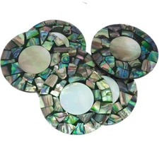 Colorful Mosaic Paua Abalone And Mother Of Pearl Shell, 2 3/16"
