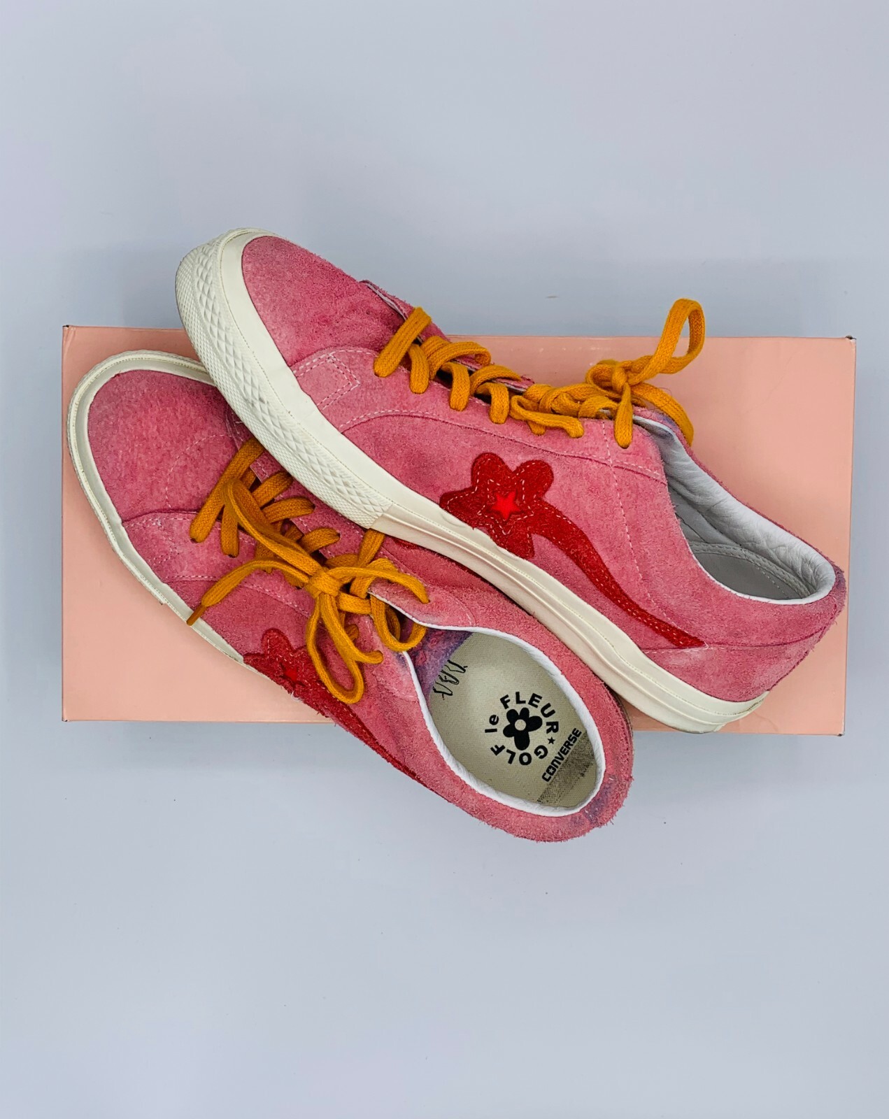 pink and orange converse