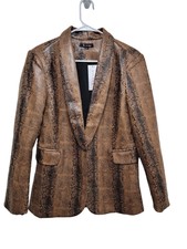 Michel C Design Snake Skin Print Western Faux Leather Blazer Size Large