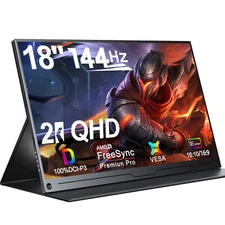 Used | Portable Monitor 2K 144Hz Gaming Monitor 18" 100% DCI-P3 2560x1600
