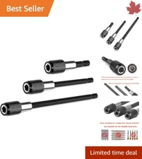 Screwdriver Bit Holder Set - Quick Release, 1/4" Hex Shank, Locking, 3 Pcs, 6"