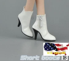 1/6 woman short leather white boots for phicen hot toys verycool kumik body❶USA❶