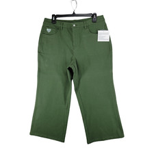 Dream Jeannes By Quacker Factory Womens Green Capri Wide Leg Pants Size M NWT